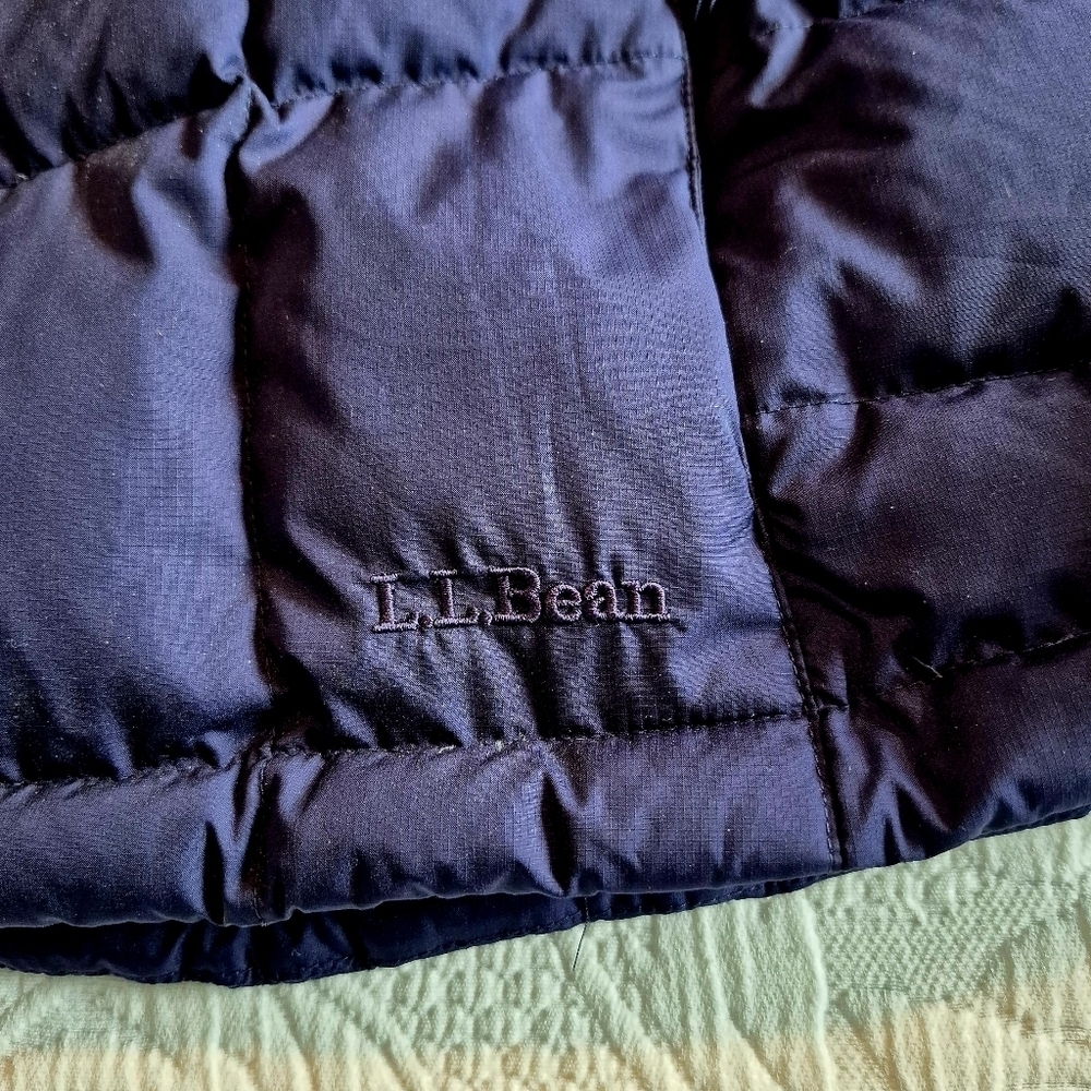 LL Bean DownTek Down Puffer Jacket Womens Size M Navy Blue Pertek Classic 295967 - Picture 2 of 7